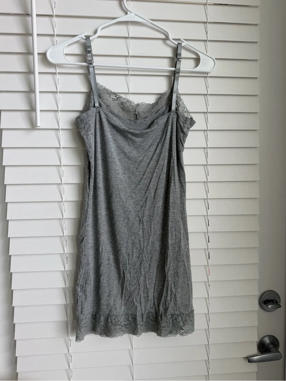 Soft Gray Lace-Trim Camisole Top
